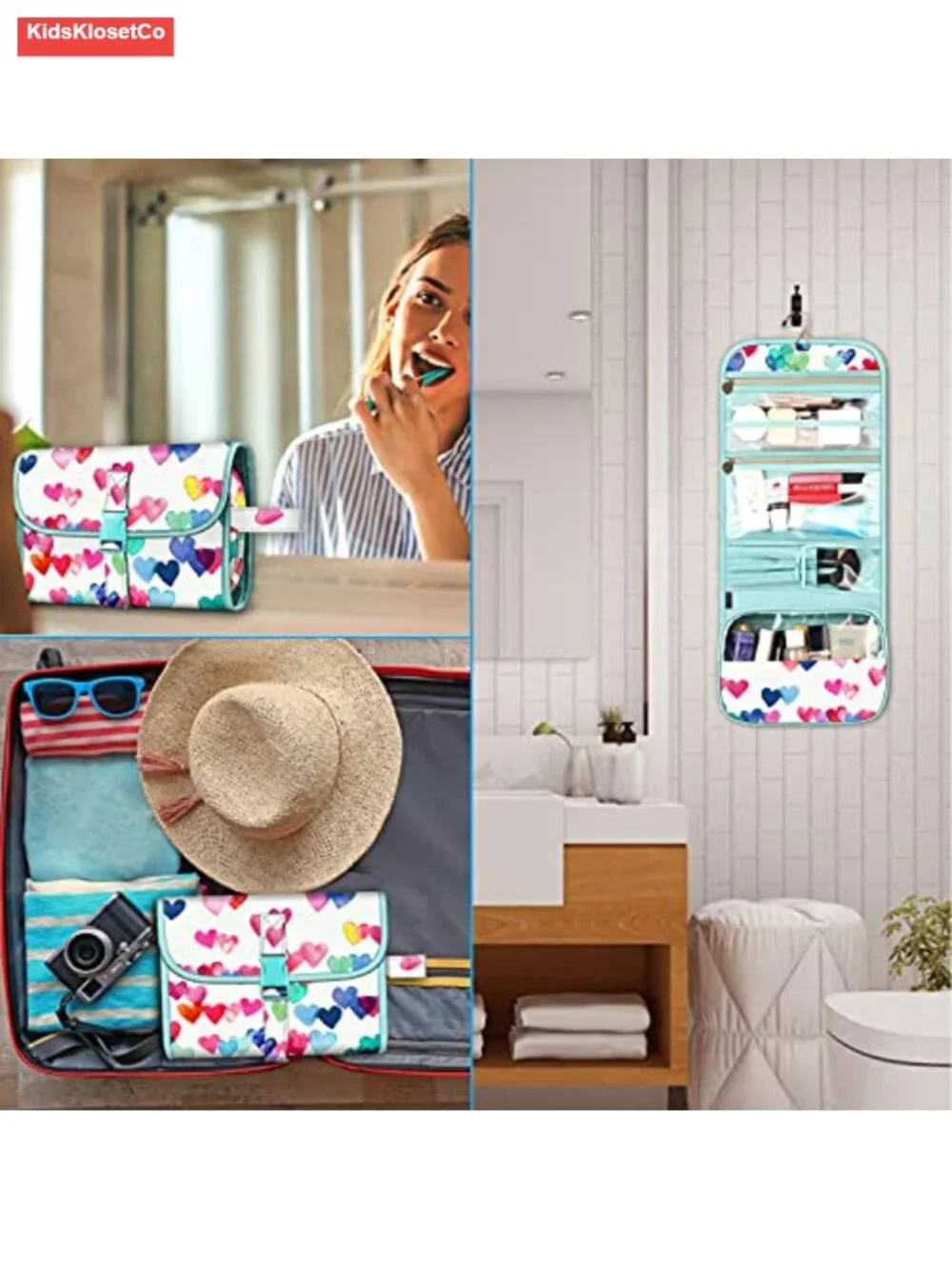 Hanging Travel Makeup Organizer Toiletry Bag, 4 Compartments, Transparent, PU